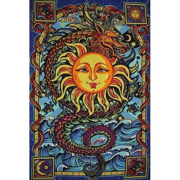 Dragon sun tapestry 60 x 90 - Picture 1 of 16